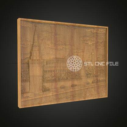 Architectural Landmark STL Model for CNC - Detailed Cityscape Wood Carving Design
