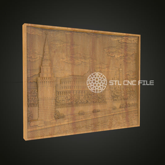 Architectural Landmark STL Model for CNC - Detailed Cityscape Wood Carving Design
