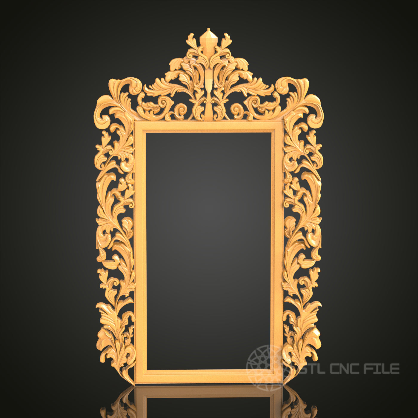 Intricate Floral 3D Frame STL Model for CNC Router Engraver, Artcam, Aspire, Wood Decor, 3D Printer File