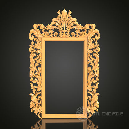 Intricate Floral 3D Frame STL Model for CNC Router Engraver, Artcam, Aspire, Wood Decor, 3D Printer File