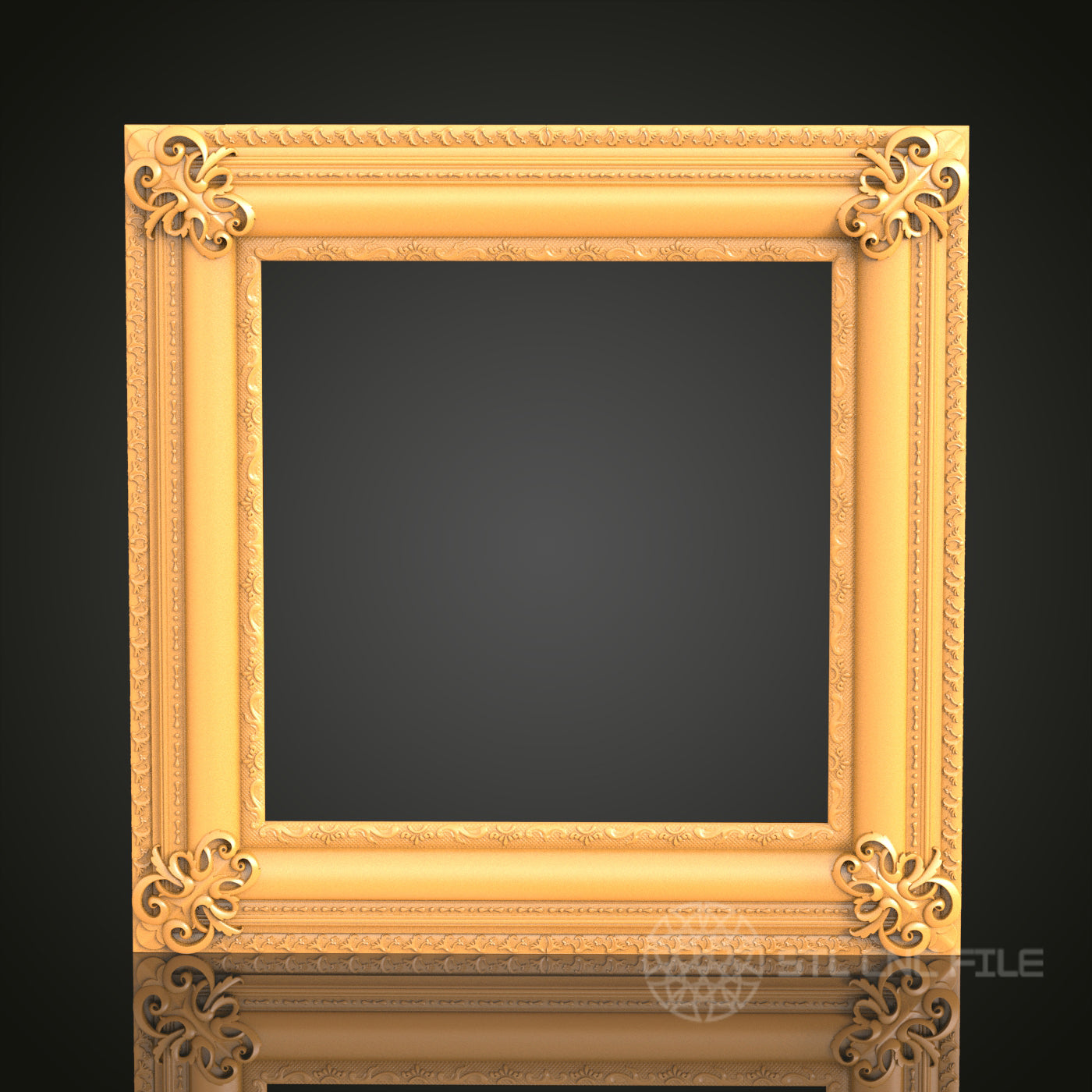 Elegant Ornate Square Frame 3D STL Model for CNC Router Engraver, Artcam, Aspire, Wood Decor, 3D Printer File