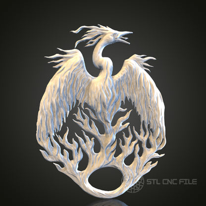 Majestic Phoenix Relief Wall Art | STL Model for CNC Router, 3D Printer | Aspire, Artcam, CNC Files