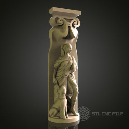 Classical Column with Female Figure for CNC and 3D Printing - STL File