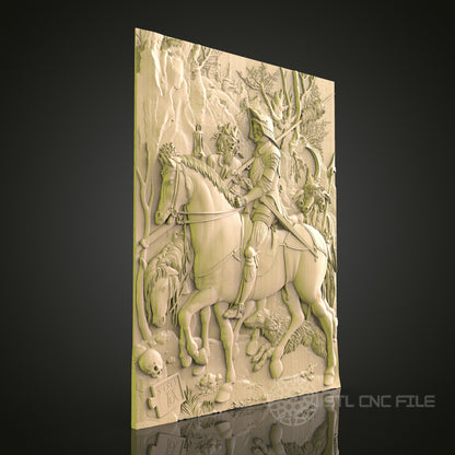 Intricate CNC Engraved Medieval Knight Wood Panel - STL Model for 3D Printer & CNC Router