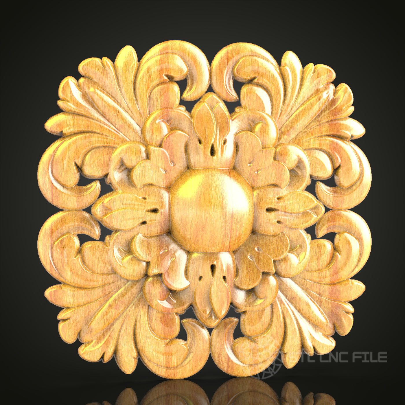 Circular Floral Medallion STL Model for CNC Router, Compatible with Artcam, Aspire - Luxurious Wood Wall Decor
