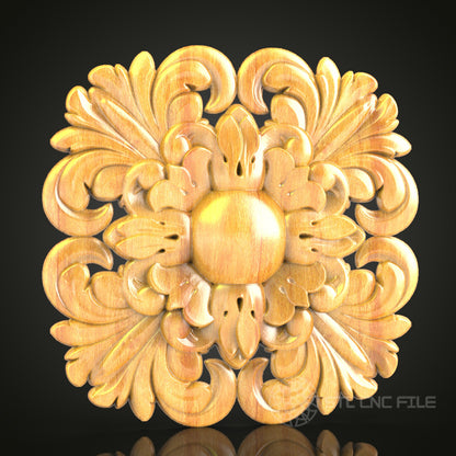 Circular Floral Medallion STL Model for CNC Router, Compatible with Artcam, Aspire - Luxurious Wood Wall Decor