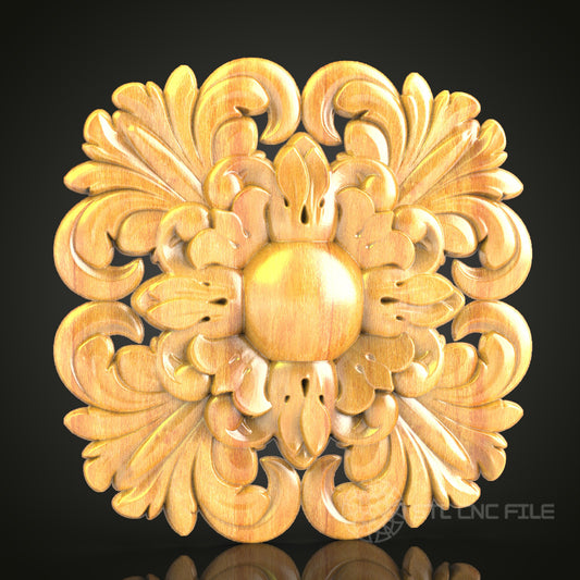 Circular Floral Medallion STL Model for CNC Router, Compatible with Artcam, Aspire - Luxurious Wood Wall Decor