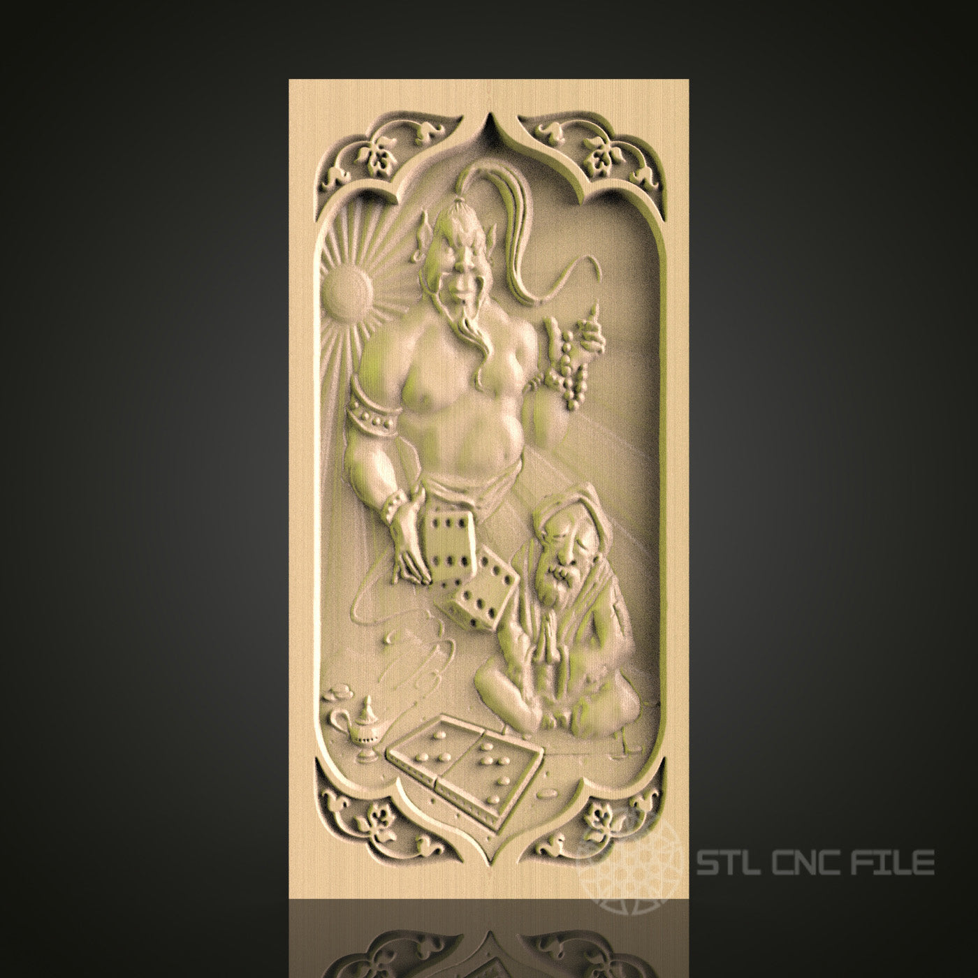 Genie and Wise Man 3D CNC Router Engraver File, STL Model for Artcam Aspire, Wood Wall Decor