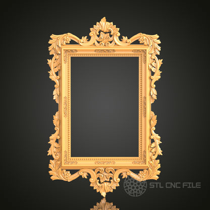Grand Baroque Style Rectangular Frame STL Model – Ideal for CNC and 3D Printing