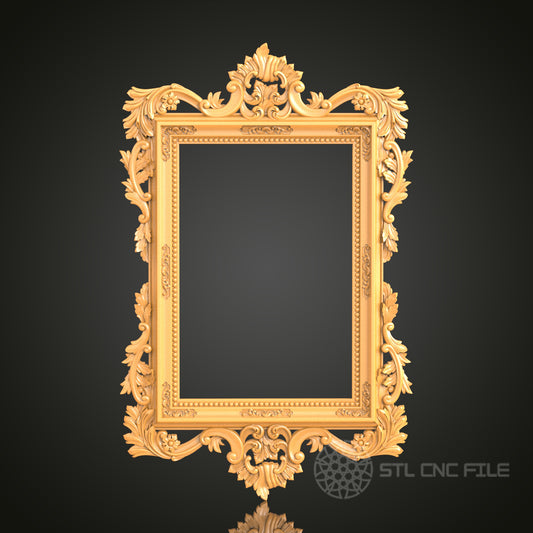 Grand Baroque Style Rectangular Frame STL Model – Ideal for CNC and 3D Printing