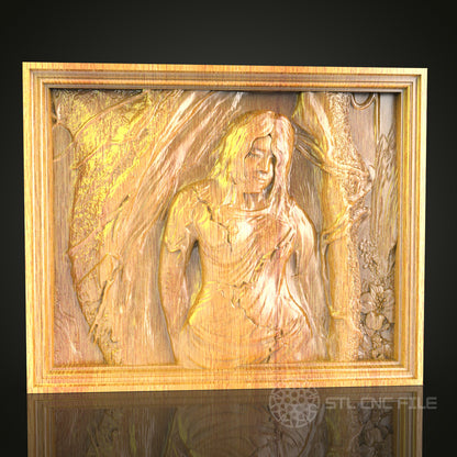 Woodland Fairy 3D Relief STL File for CNC, Enchanted Forest Wood Wall Art