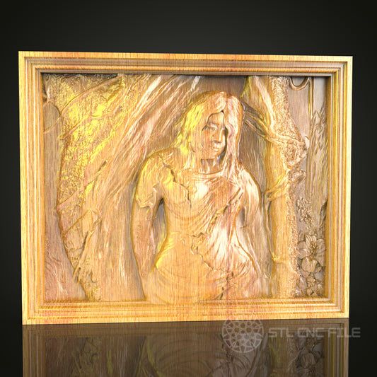 Woodland Fairy 3D Relief STL File for CNC, Enchanted Forest Wood Wall Art