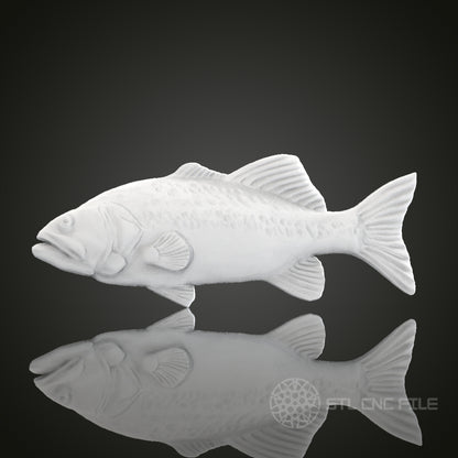 Highly Detailed Bass Fish STL Model for CNC Router Engraver | Artcam & Aspire Compatible | 3D Printer Ready | Wood Art Wall Decor