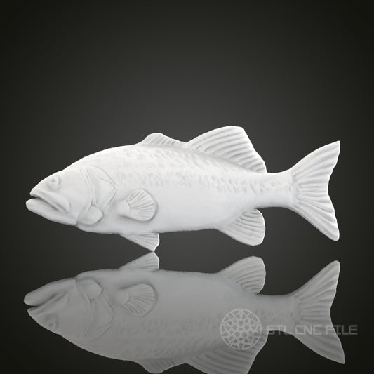 Highly Detailed Bass Fish STL Model for CNC Router Engraver | Artcam & Aspire Compatible | 3D Printer Ready | Wood Art Wall Decor