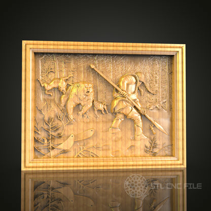 Spartan Warrior 3D STL Model - CNC Router File for Mythological Wood Carving, Epic Battle Scene Decor