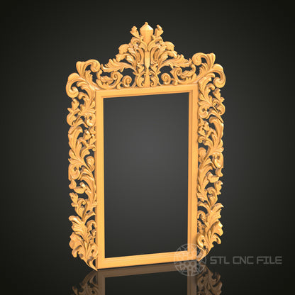 Intricate Floral 3D Frame STL Model for CNC Router Engraver, Artcam, Aspire, Wood Decor, 3D Printer File