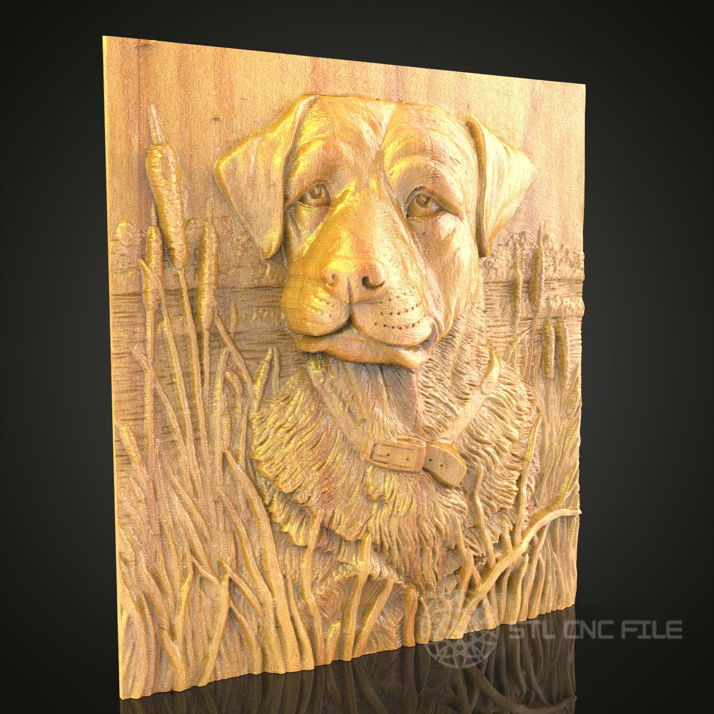 Labrador Retriever STL File for CNC, 3D Dog Wood Carving, Detailed Pet Art, Router Engraving, Rustic Wall Decor
