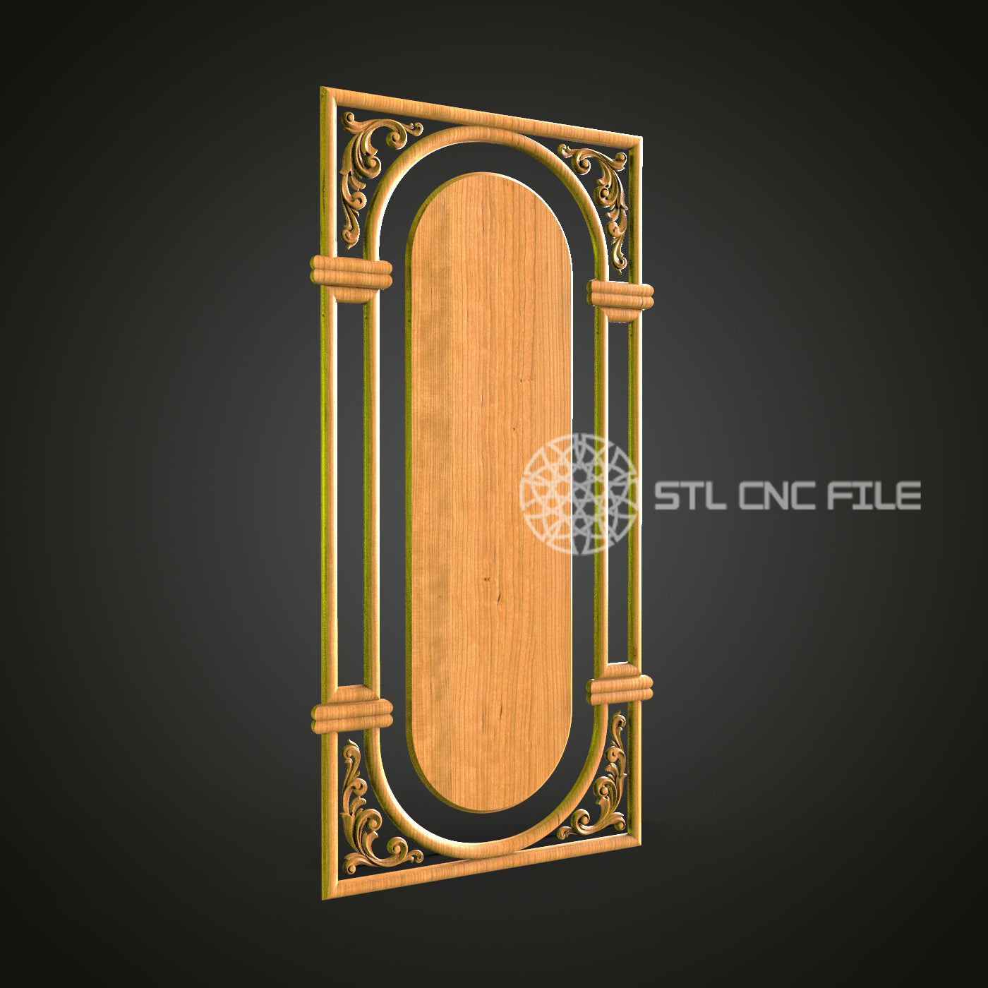 Classic Arch Panel STL File for CNC Router and 3D Printer - Elegant Wood Carving Design for Home Decor and Architectural Details