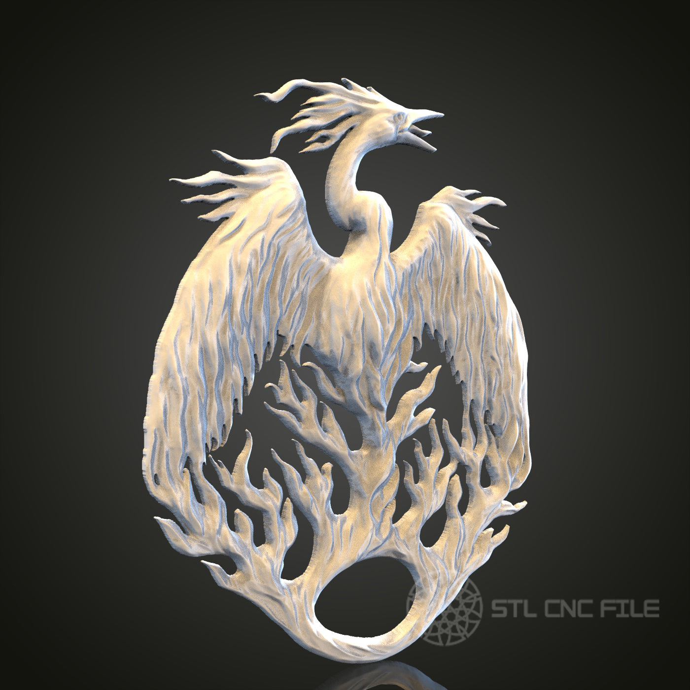 Majestic Phoenix Relief Wall Art | STL Model for CNC Router, 3D Printer | Aspire, Artcam, CNC Files