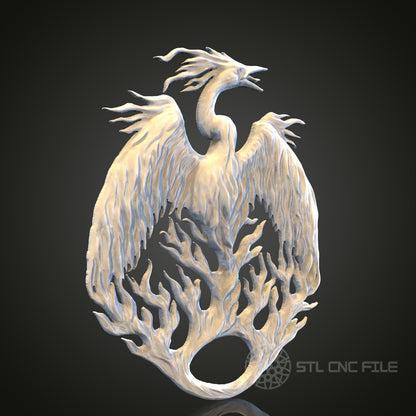 Majestic Phoenix Relief Wall Art | STL Model for CNC Router, 3D Printer | Aspire, Artcam, CNC Files