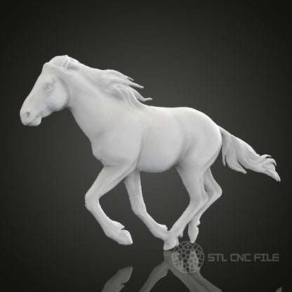 Running Horse 3D Relief Art for CNC Router, Artcam, Aspire, Wall Decor, STL Model, Compatible with 3D Printers