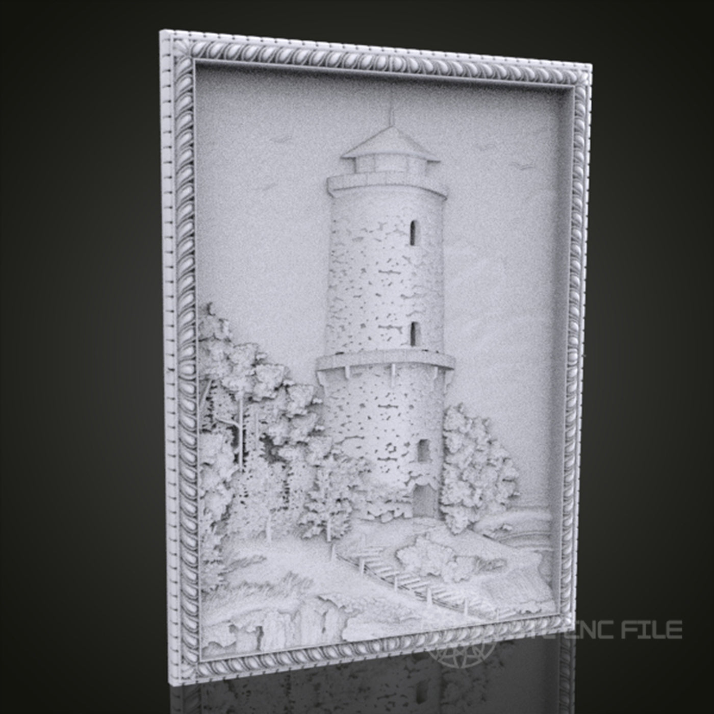 Lighthouse 3D Relief Art for CNC Router, Artcam, Aspire, Wall Decor, STL Model, Compatible with 3D Printers