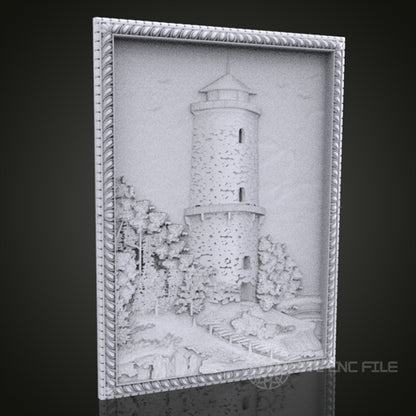 Lighthouse 3D Relief Art for CNC Router, Artcam, Aspire, Wall Decor, STL Model, Compatible with 3D Printers