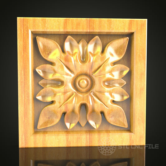Sunflower Inspired Square Panel STL Model for CNC Router, Compatible with Artcam, Aspire - Decorative Wood Art