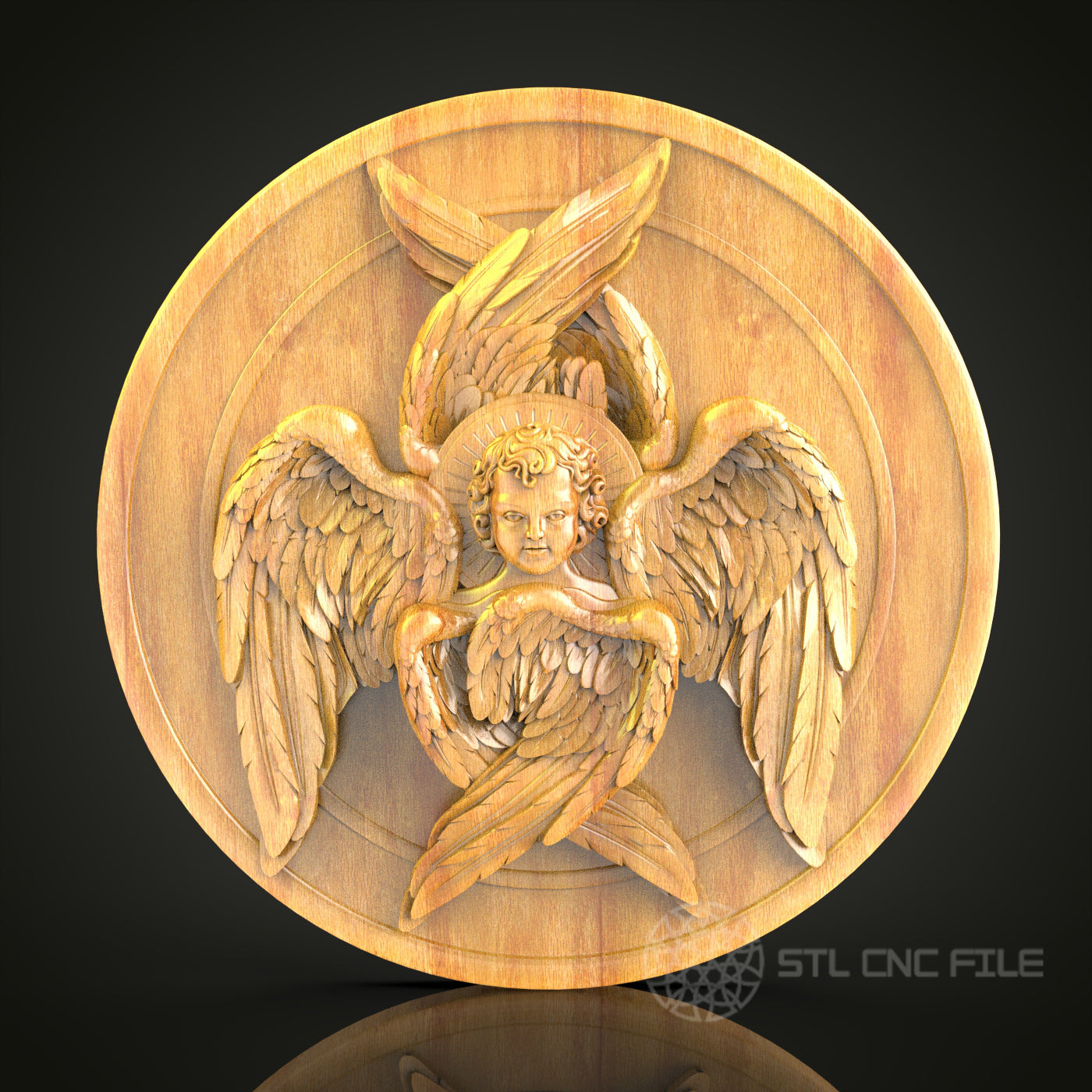 Seraphim Angel 3D STL Model - CNC Router File for Religious Wood Carving, Sacred Art Decor