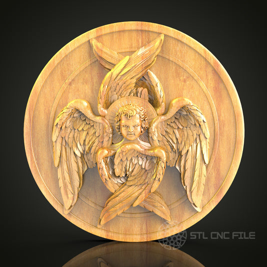 Seraphim Angel 3D STL Model - CNC Router File for Religious Wood Carving, Sacred Art Decor