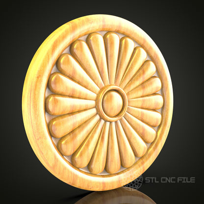 Radiant Sunburst CNC Router STL Model - Classic Decorative Wood Carving