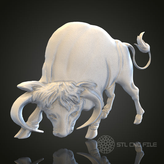 Powerful Bull Sculpture STL Model for CNC Router Engraver, Artcam, Aspire, Wood Art Wall Decor