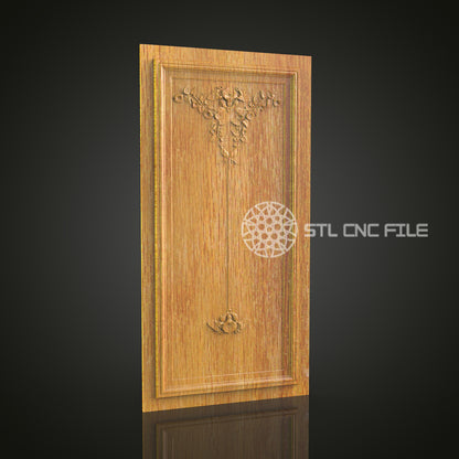 Elegant 3D Carved Floral Door Panel STL File for CNC and 3D Printing - Decorative Relief Art, Home Decor, Digital Download