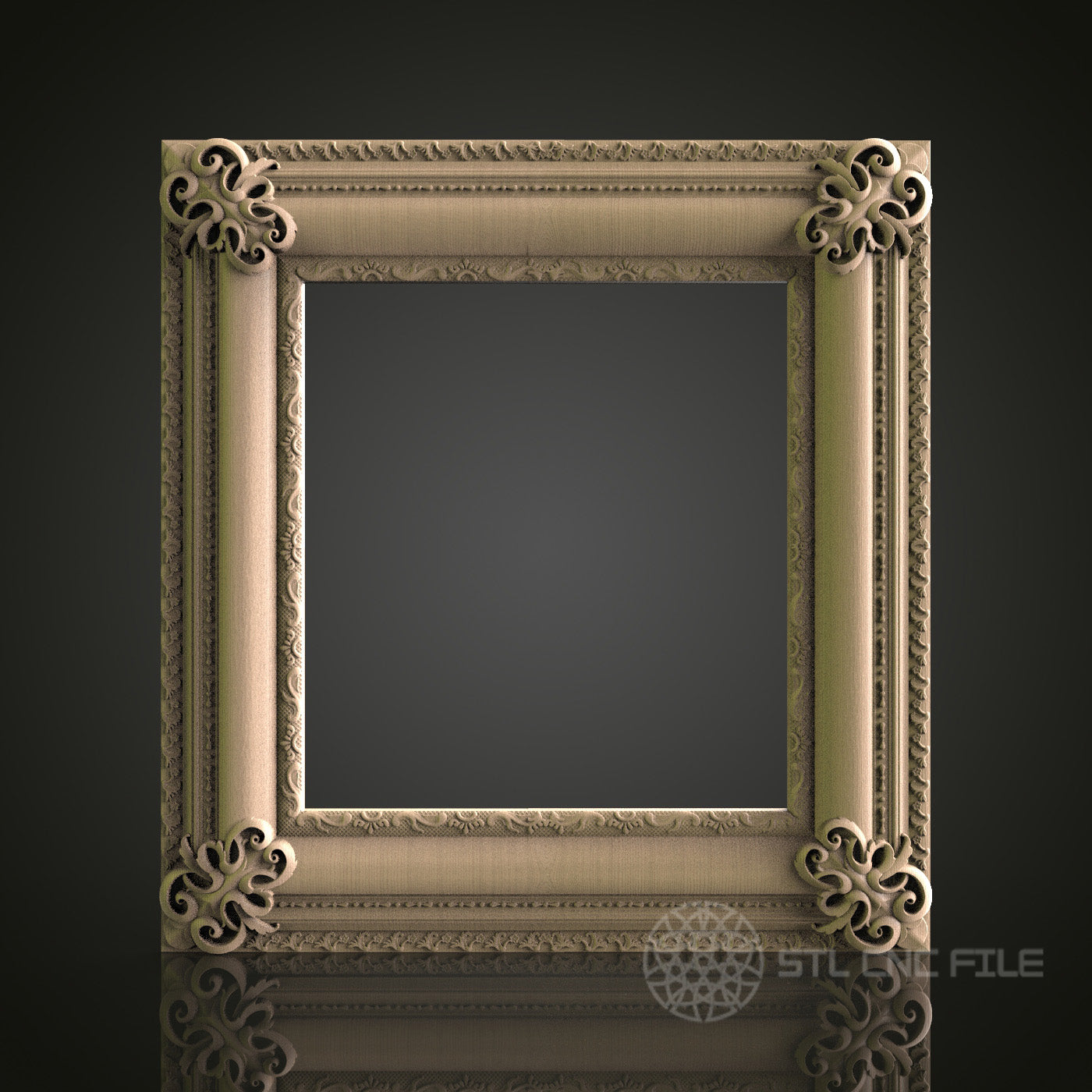 Elegant Ornate Square Frame for CNC and 3D Printing - STL File