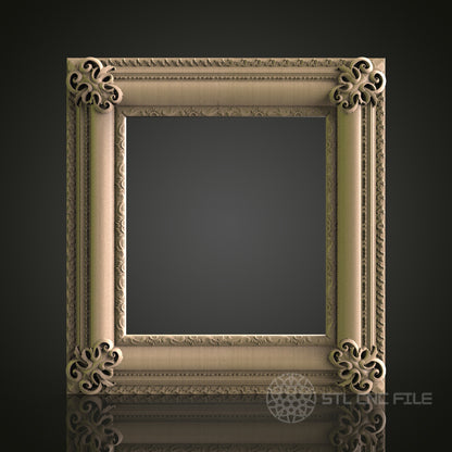 Elegant Ornate Square Frame for CNC and 3D Printing - STL File