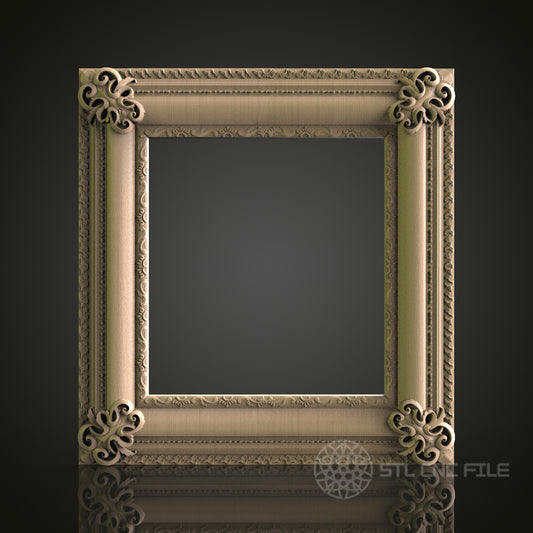 Elegant Ornate Square Frame for CNC and 3D Printing - STL File