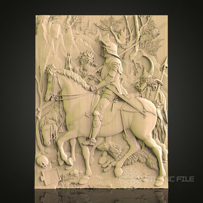 Intricate CNC Engraved Medieval Knight Wood Panel - STL Model for 3D Printer & CNC Router