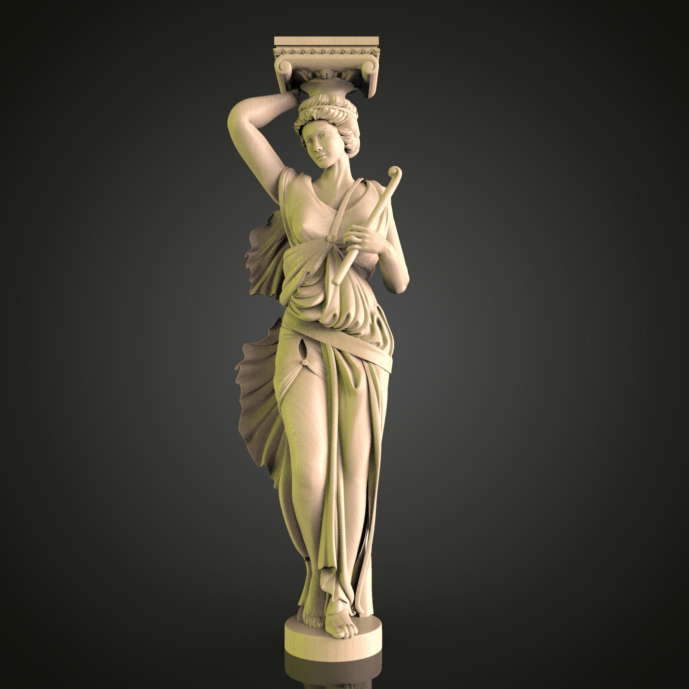 Classical Greek Caryatid 3D Model STL File, Elegant Column Figure for CNC Router – Compatible with Artcam, Aspire