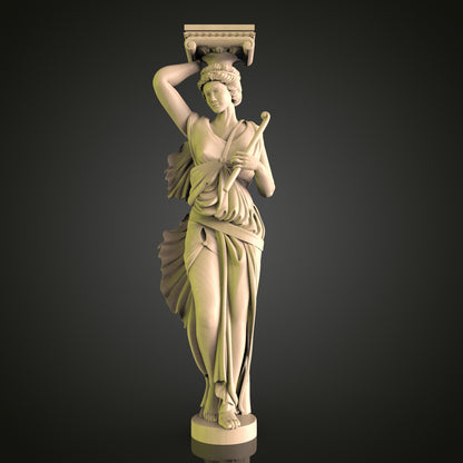 Classical Greek Caryatid 3D Model STL File, Elegant Column Figure for CNC Router – Compatible with Artcam, Aspire