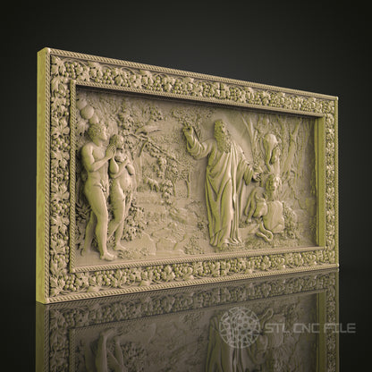 Intricate CNC Engraved Biblical Scene Wood Panel - STL Model for 3D Printer & CNC Router