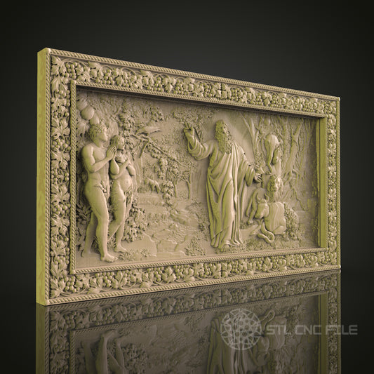 Intricate CNC Engraved Biblical Scene Wood Panel - STL Model for 3D Printer & CNC Router