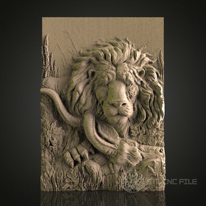 Lion Relief Art STL Model for CNC Router Engraver - Wood Art Wall Decor - 3D Printer File for Artcam and Aspire