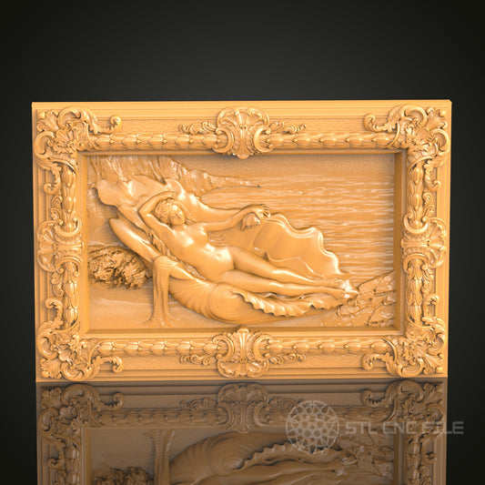 Classic Nude in Baroque Frame STL Model, CNC Router Engraving File, Ideal for Luxurious Decor
