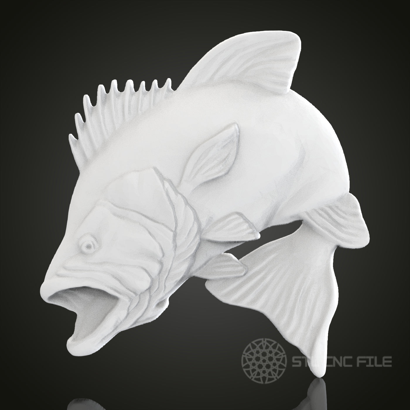 Realistic Fish STL Model for CNC Router Engraver  Artcam & Aspire Compatible  3D Printer Ready  Wood Art Wall Decor