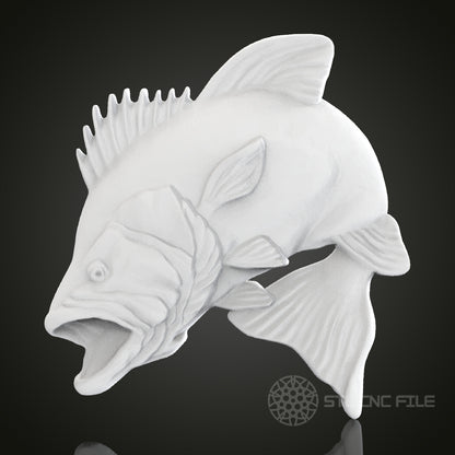 Realistic Fish STL Model for CNC Router Engraver  Artcam & Aspire Compatible  3D Printer Ready  Wood Art Wall Decor
