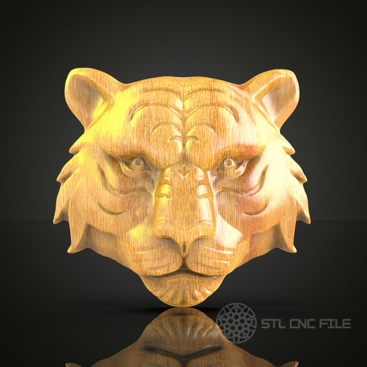 Intense Tiger Face STL File for CNC, 3D Wood Carving, Exotic Animal Art, Router Engraving, Decorative Wall Art
