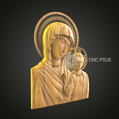 Madonna and Child CNC STL File - Holy Icon, Spiritual Art, CNC Router Model