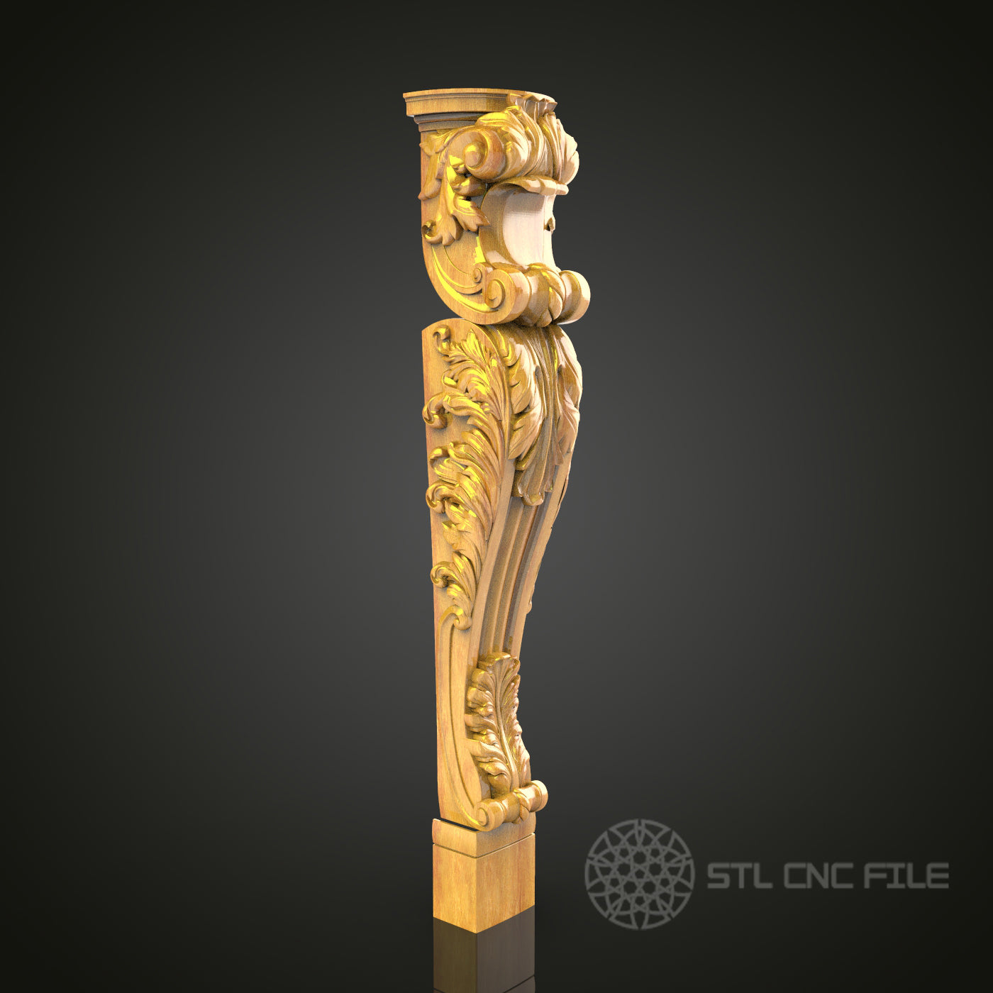 Ornate Carved Column STL Model for CNC Router - Perfect for Artcam, Aspire, Luxurious Wood Decor