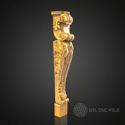 Ornate Carved Column STL Model for CNC Router - Perfect for Artcam, Aspire, Luxurious Wood Decor