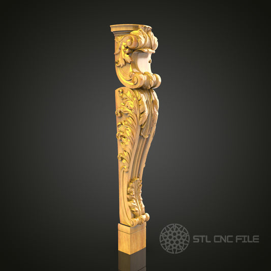 Ornate Carved Column STL Model for CNC Router - Perfect for Artcam, Aspire, Luxurious Wood Decor